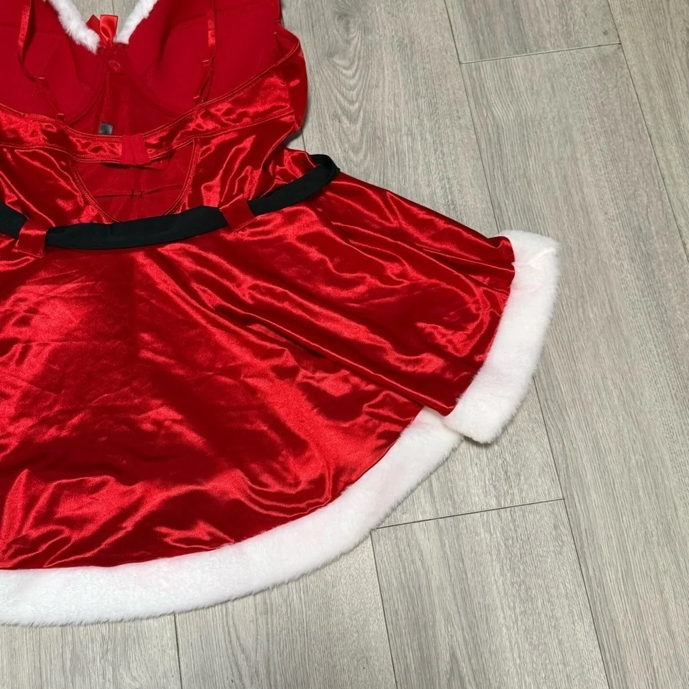 Yandy Santa Helper Lingerie Holiday with White Santa Style Trim and built in bra